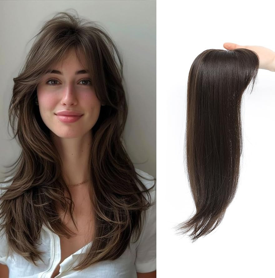 Vivacrown 360° 3D Hair Topper with Bangs | Natural Volume Clip-In Hair Piece for Women Thinning Hair