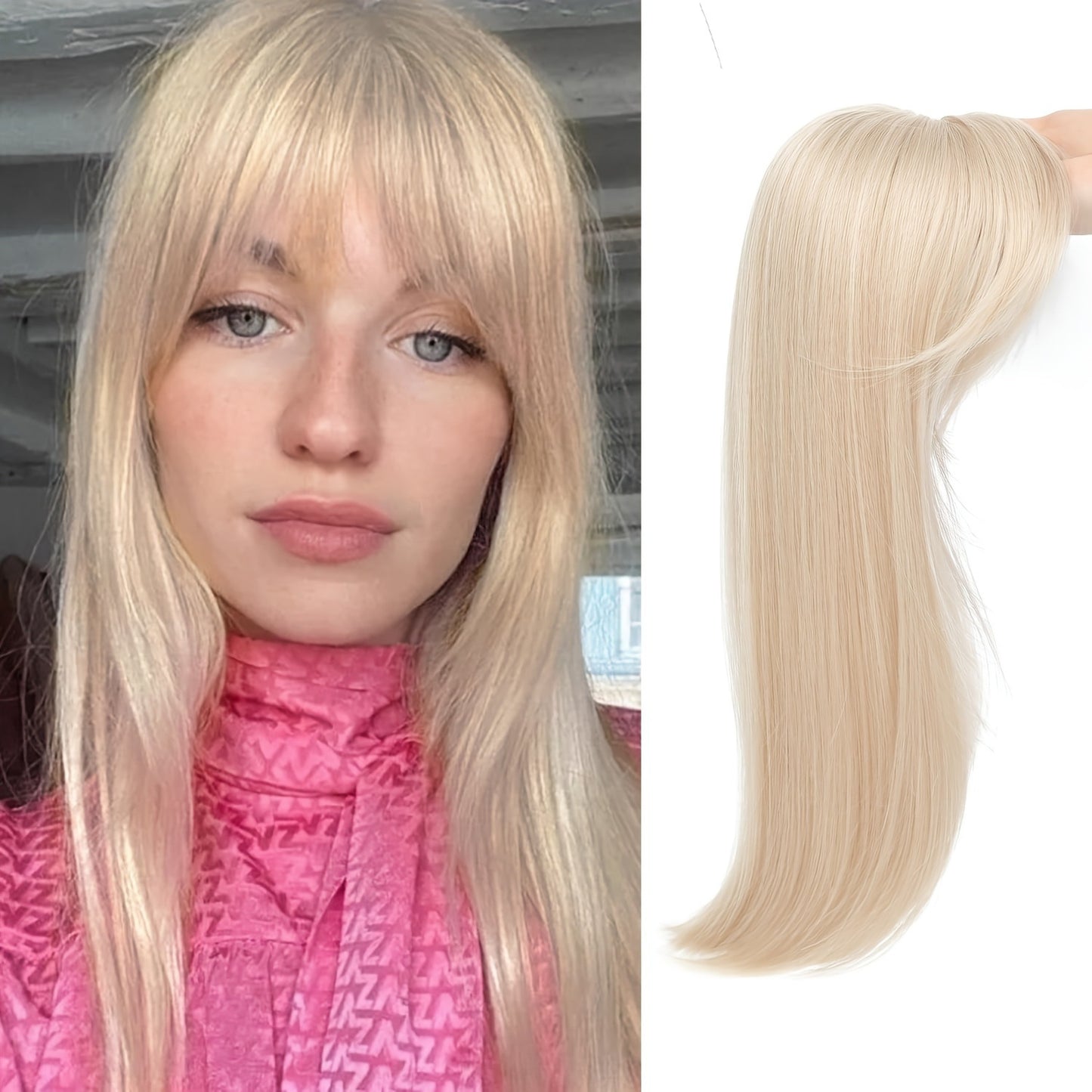Vivacrown 360° 3D Hair Topper with Bangs | Natural Volume Clip-In Hair Piece for Women Thinning Hair