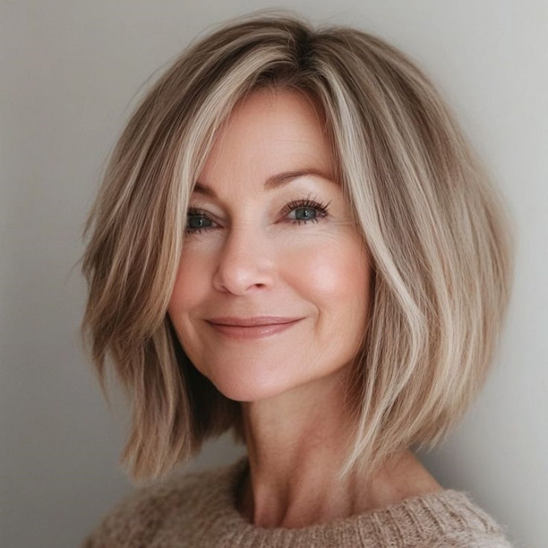 Full Hand-tied Mono Base Hair Topper NO Bangs Clip-in Thick Hairpiece for Women