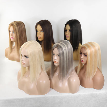 4x6in Human Hair Topper For Woman Clip-In One Piece Invisible Toupee Hair MONO&PU Base Hairpiece