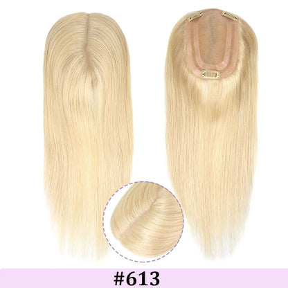 4x6in Human Hair Topper For Woman Clip-In One Piece Invisible Toupee Hair MONO&PU Base Hairpiece