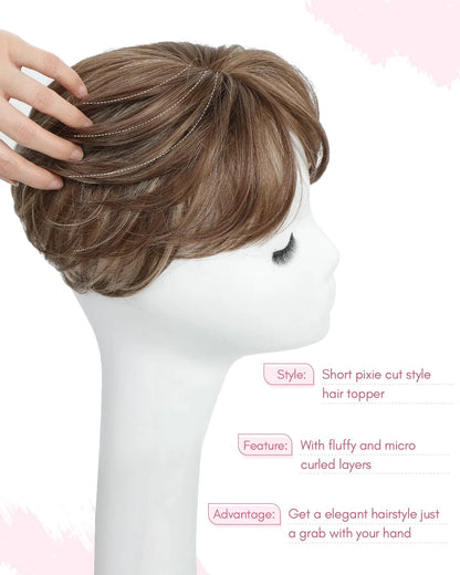 薄毛の女性のための高品質ショートヘアトッパー