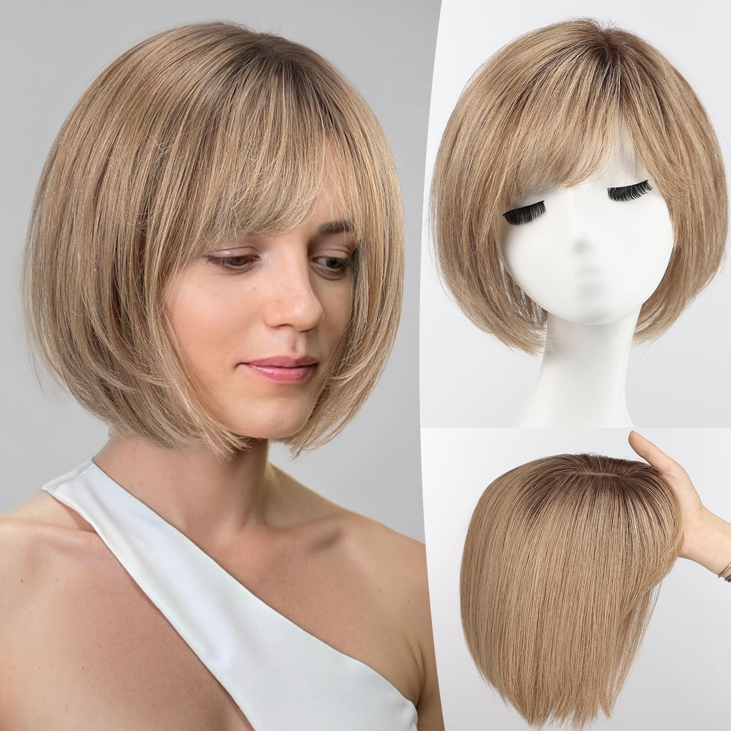 2025 New High-quality Straight Hair Topper With Bangs For Women With Thinning Hair