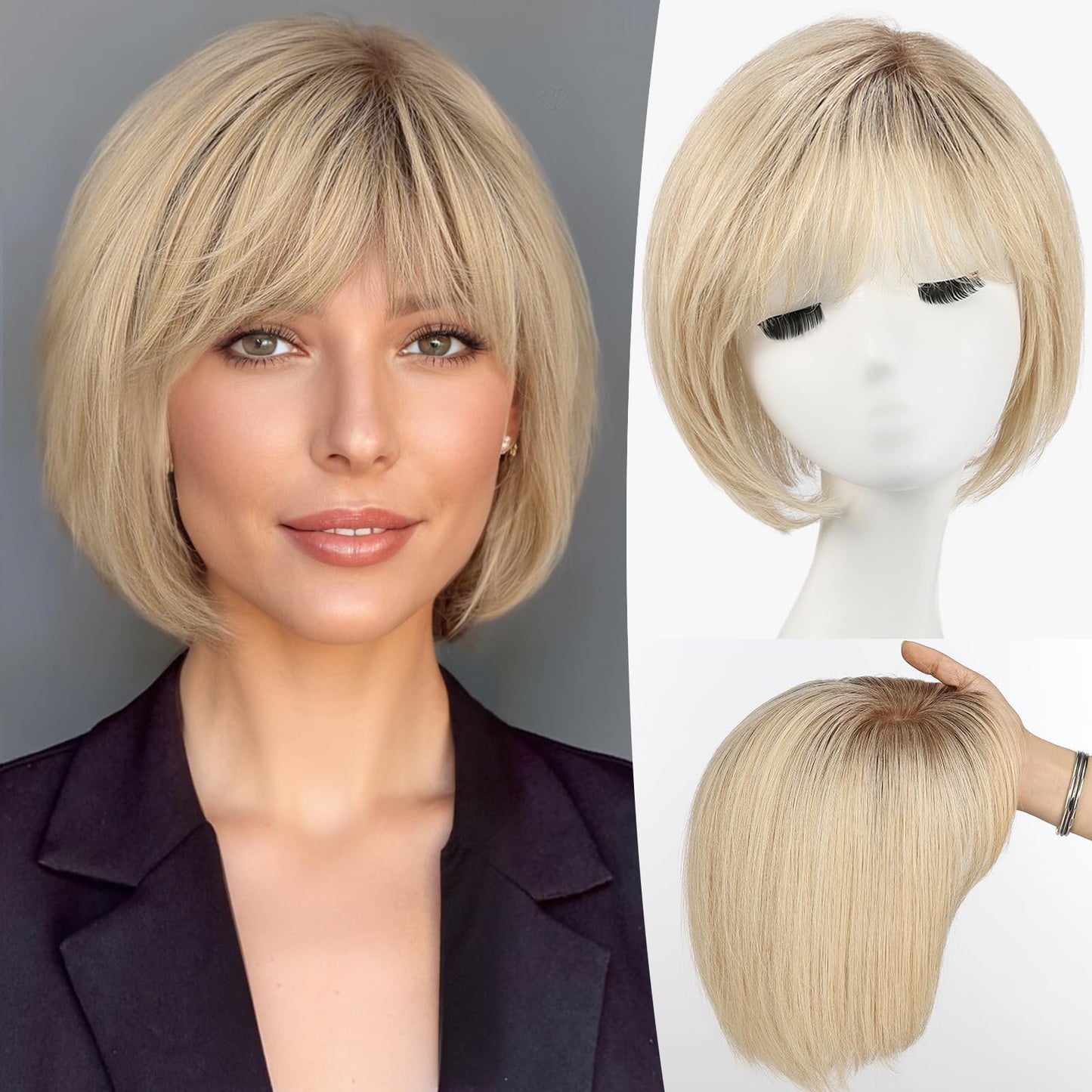 2025 New High-quality Straight Hair Topper With Bangs For Women With Thinning Hair