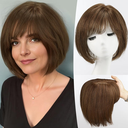 2025 New High-quality Straight Hair Topper With Bangs For Women With Thinning Hair