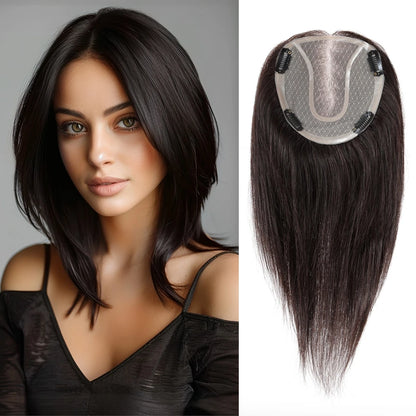 100% Remy Human Hair Topper with Mono Base Hair Pieces for Women