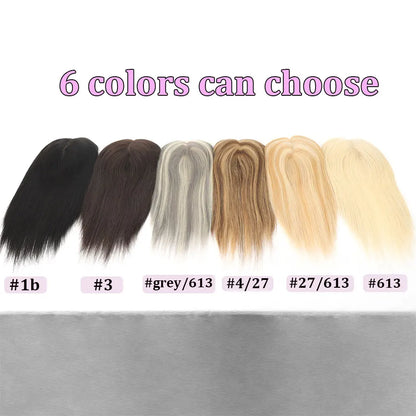 4x6in Human Hair Topper For Woman Clip-In One Piece Invisible Toupee Hair MONO&PU Base Hairpiece