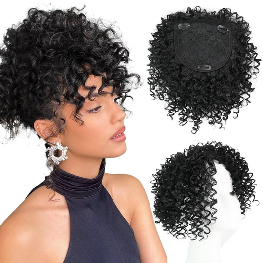 Topper de cabello rizado natural 100% cabello humano ligero y transpirable 