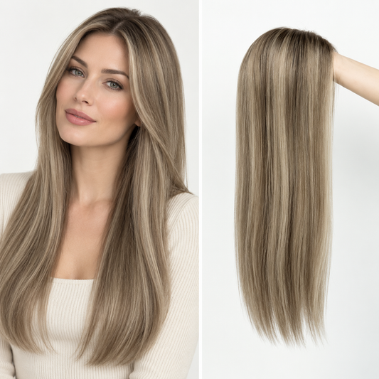 7"x8" Hand-Tied Human Hair Topper with Lace Front