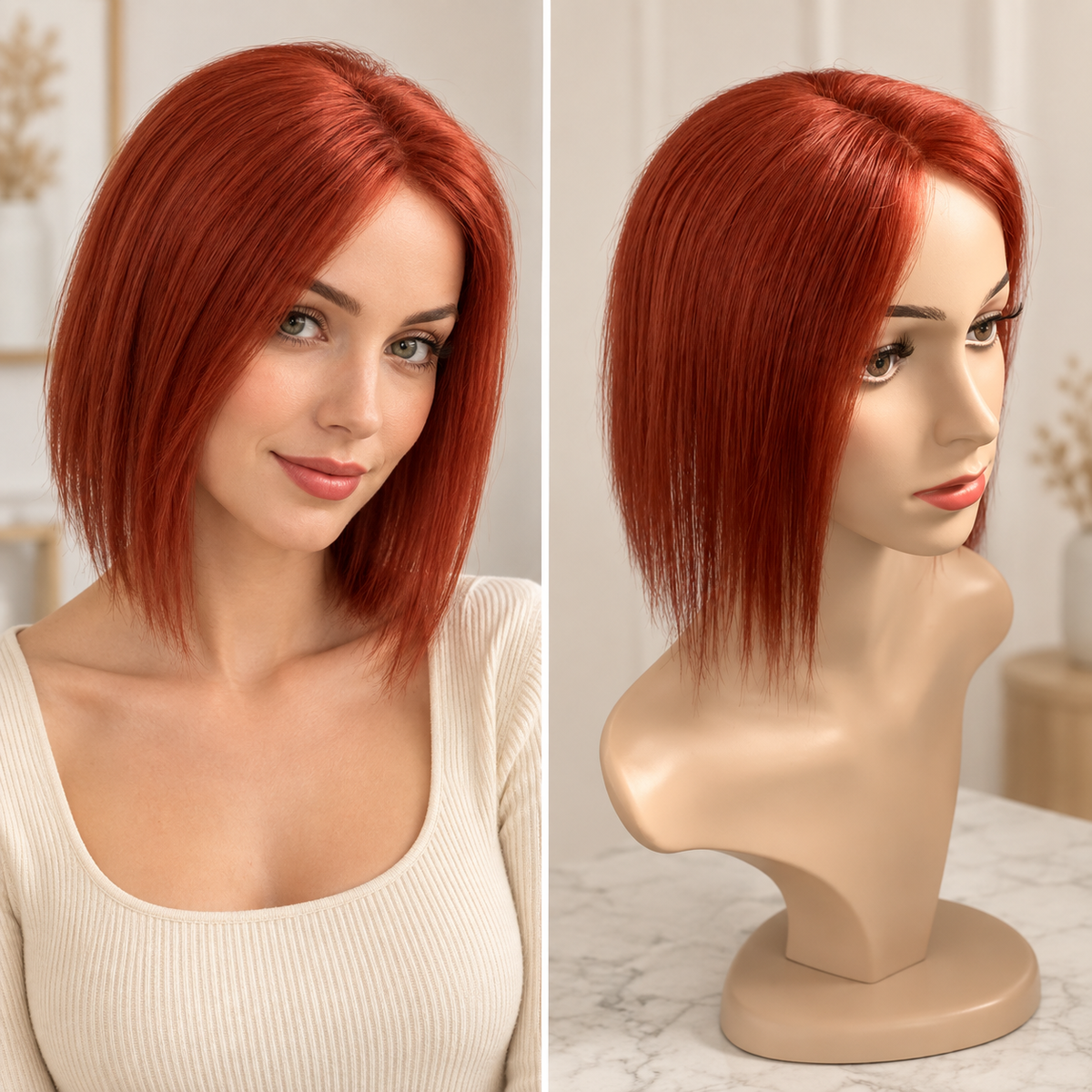 10×12 cm Mono Base Short Straight Human Hair Topper