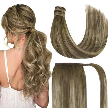 Premium Wrap Around Ponytail Extension | 100% Real Human Hair-Drak Brown