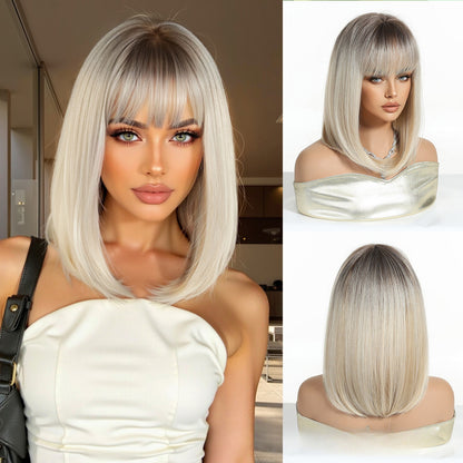 14 INCH Synthetic Wig with Bangs | Natural Look & Heat Resistant