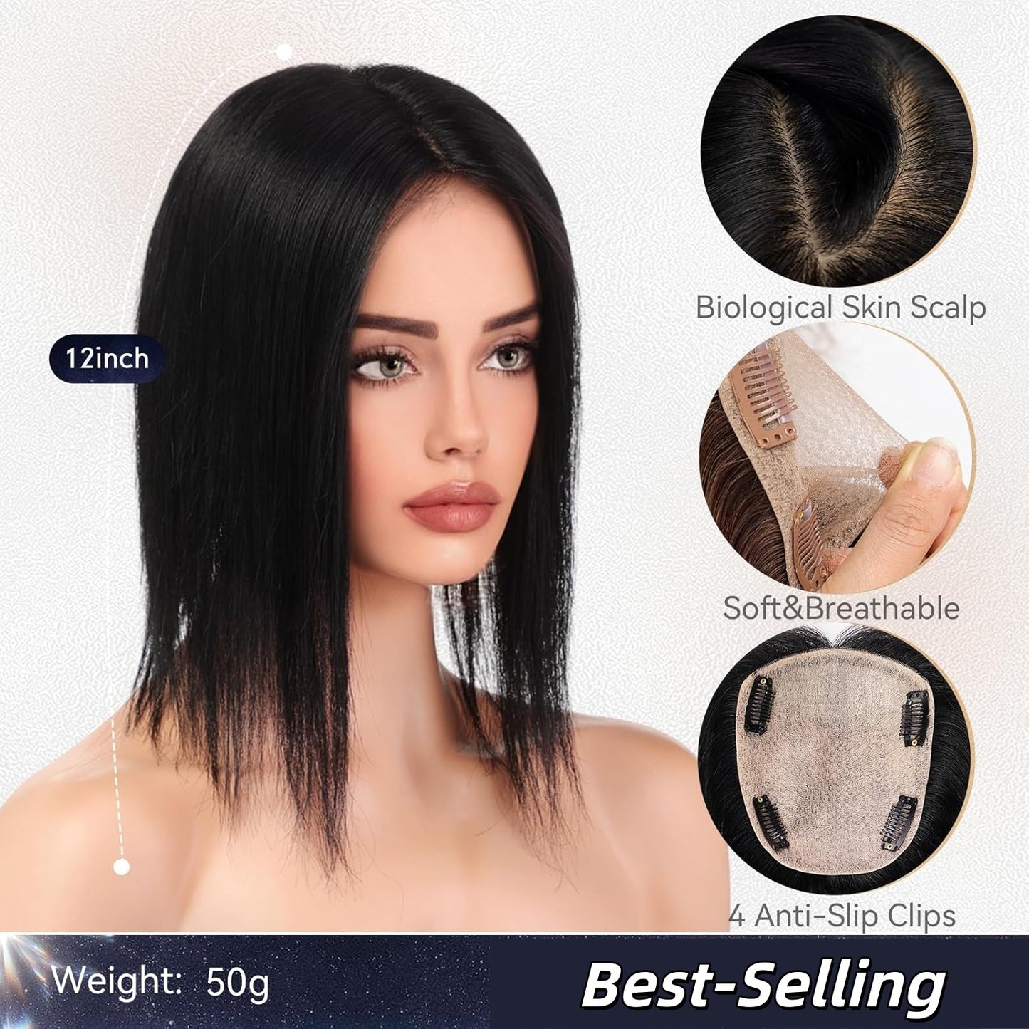 Breathable Straight Hair Topper-For Natural Coverage of Thinning Hair