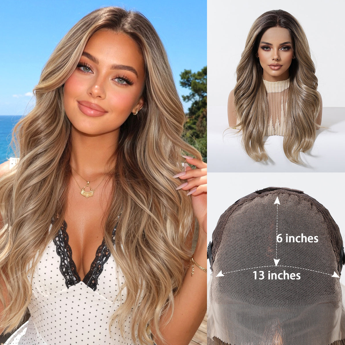 13''x6'' Lace Front Wigs for Women – Long Loose Curly Natural Texture & Heat Safe