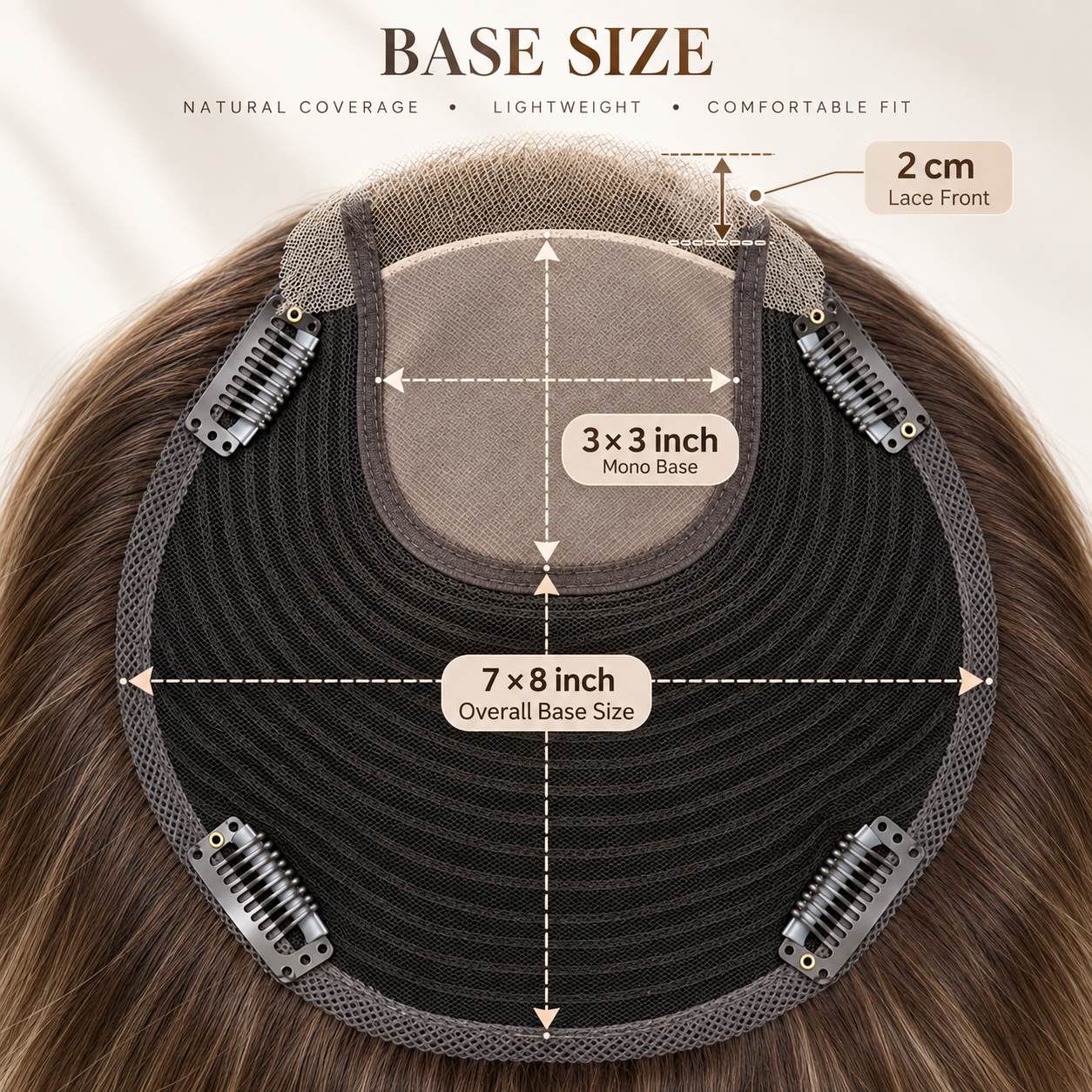 7"x8" Hand-Tied Human Hair Topper with Lace Front