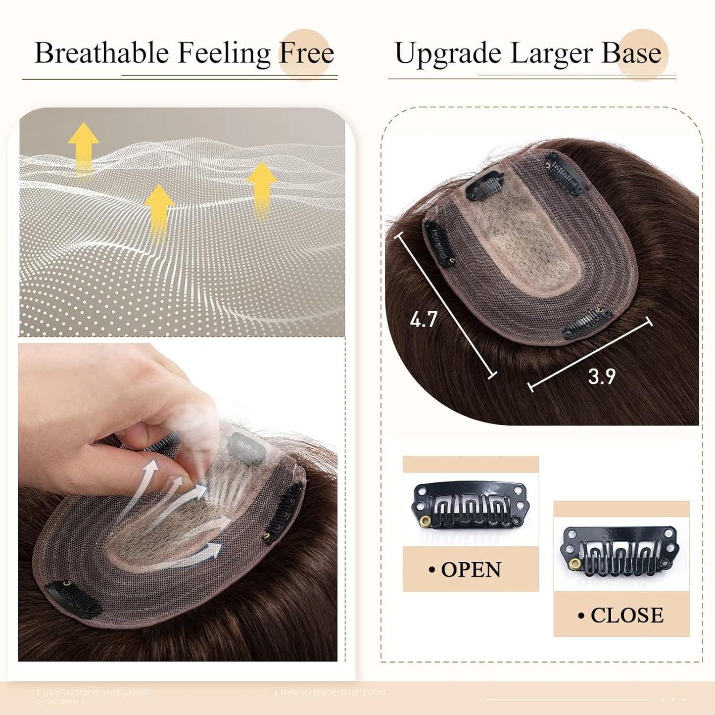Hot Sale Breathable Straight Hair Topper-For Natural Coverage of Thinning Hair