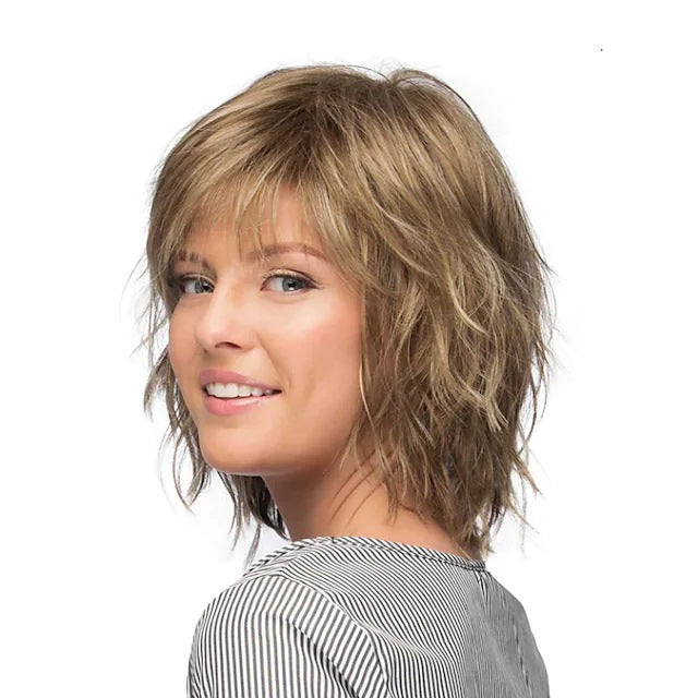 Chic Short Wavy Bob Wig | Side Part Platinum Ombre Fashion Hair