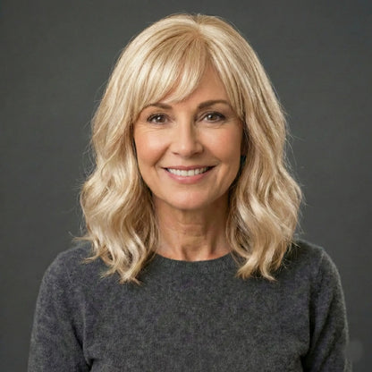 Luxury & Undetectable Natural Wavy Hair Topper With Bangs for Thinning Hair - VIVACROWN