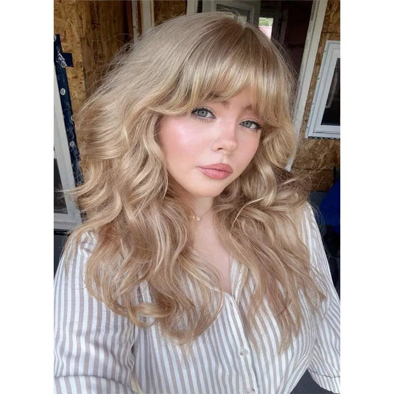 薄毛の方にも使える、贅沢で目立たないナチュラルウェーブヘアトッパー（前髪付き） 