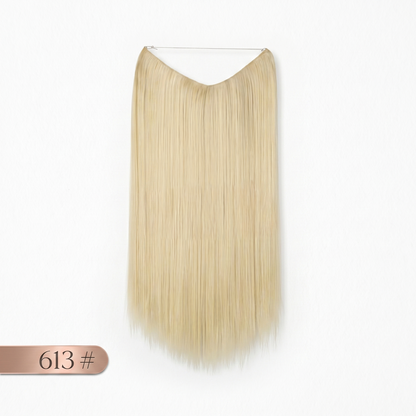 VIVACROWN Signature Hybrid Halo Extensions - Secure Clips & Invisible Wire - Natural Look Fiber for Instant Volume