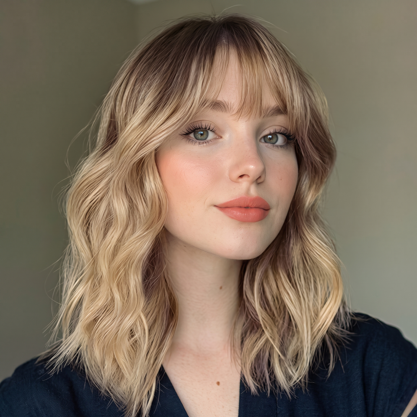 Luxury & Undetectable Natural Wavy Hair Topper With Bangs for Thinning Hair