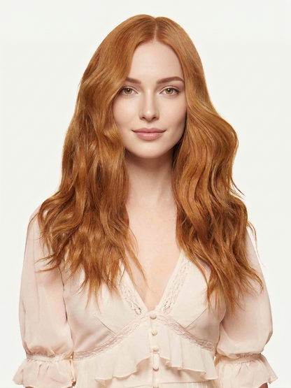 100% Human Hair Halo Extensions - Natural Red