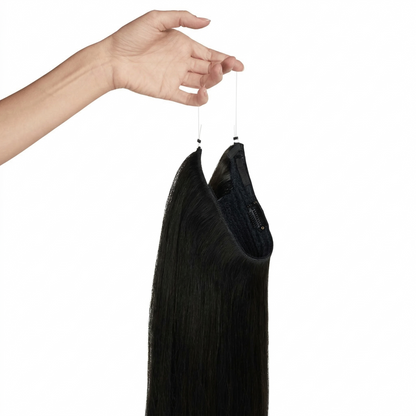 100% Human Hair Halo Extensions - Jet Black