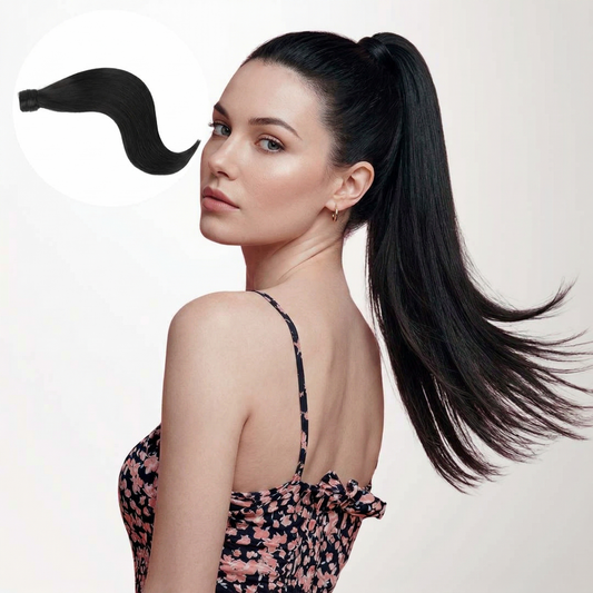Premium Wrap Around Ponytail Extension | 100% Real Human Hair-Jet Black