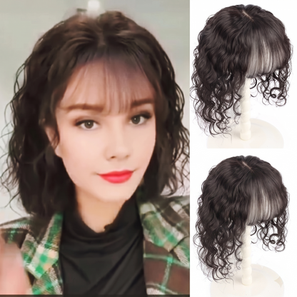 Full Hand tied Base Curly Wavy Human Hair Toppers Clip in Topper for Women