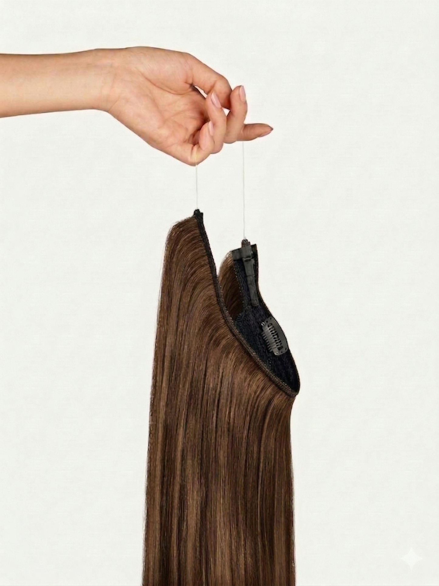100% Human Hair Halo Extensions - Chestnut Brown