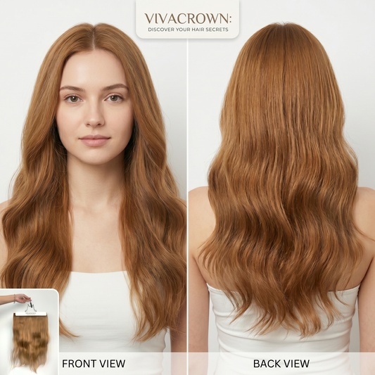 100% Human Hair Halo Extensions - Light Auburn