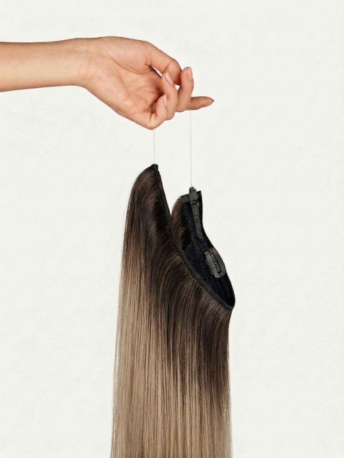 100% Human Hair Halo Extensions - Mocha Bronde Balayage