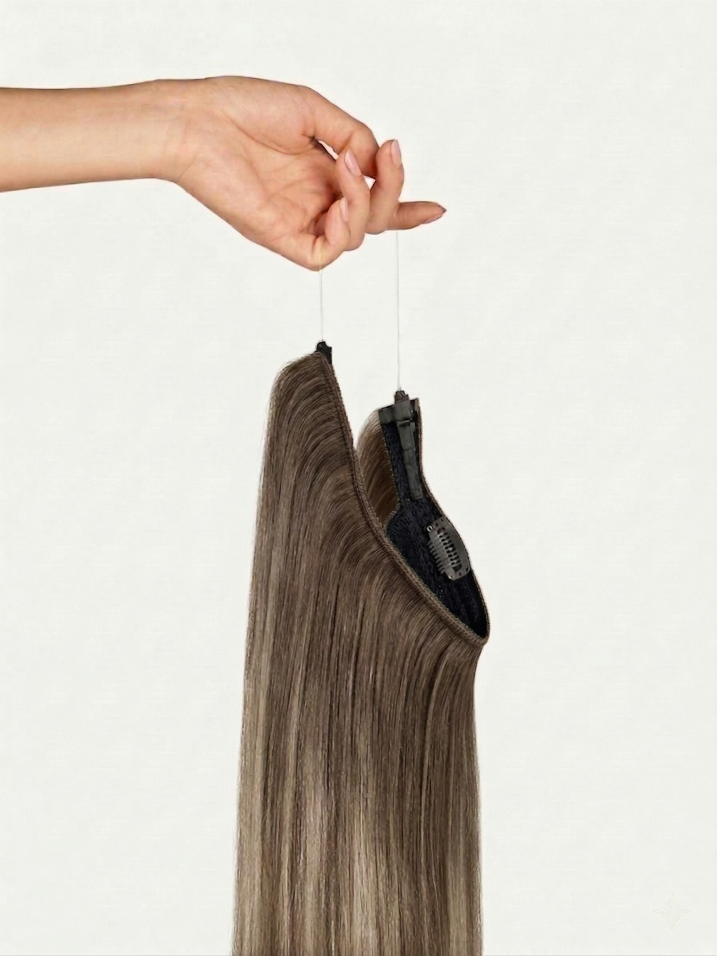 100% Human Hair Halo Extensions - Ash Brown Balayage