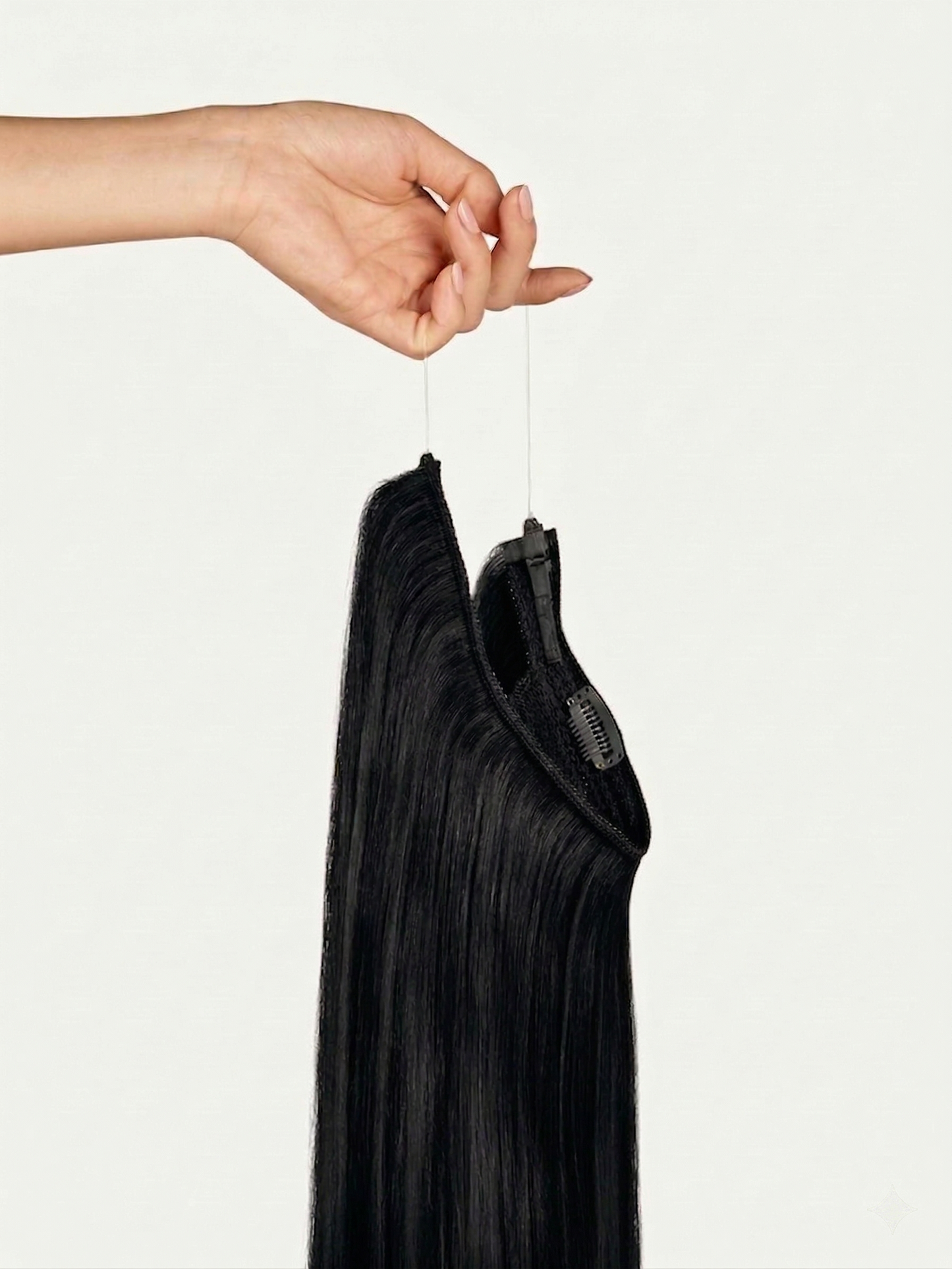 100% Human Hair Halo Extensions - Jet Black