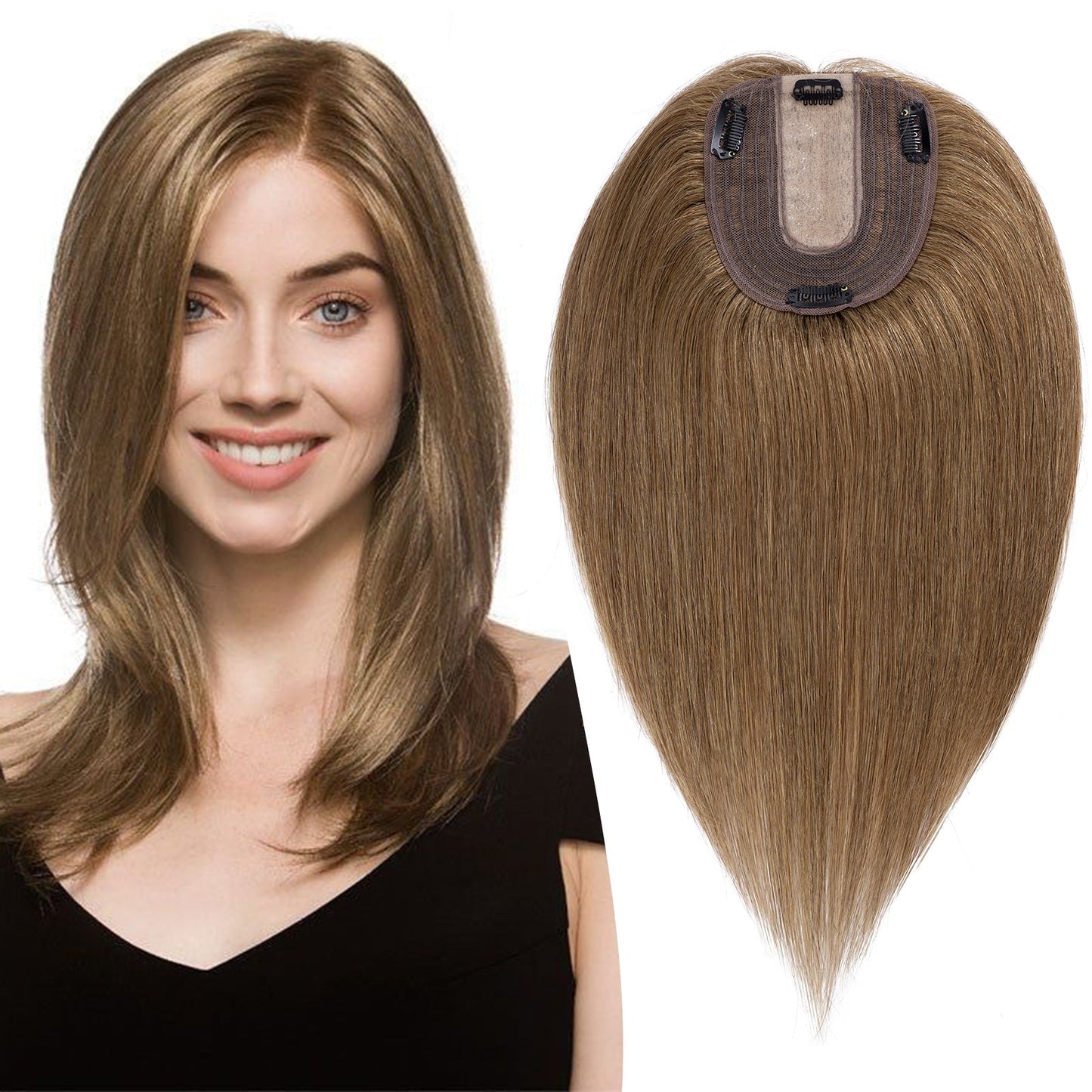 14*16CM ショートナチュラルヘアトッパー 女性用 薄毛をカバーしボリュームアップ