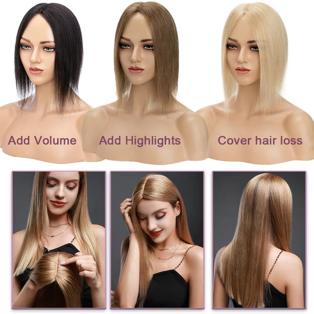 14*16CM ショートナチュラルヘアトッパー 女性用 薄毛をカバーしボリュームアップ