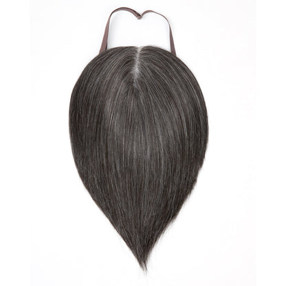 Swiss Lace Crown Topper with 4 Clips — Large Coverage Breathable Hairpiece for Thinning Hair & Gray Roots