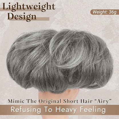 Instant Volume Short Hair Topper - Seamless Clip-In Coverage for Fine & Thinning Hair