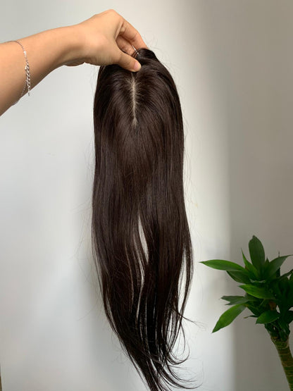 9×14cm バージンレミーシルクベース人毛トッパー 女性用 VIVACROWN ヘアトッパー