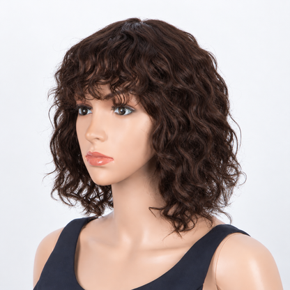 Oferta Flash 🔔 Extensiones de Cabello Humano Onduladas y Rizadas con Base Suiza, Atadas a Mano y Flequillo 