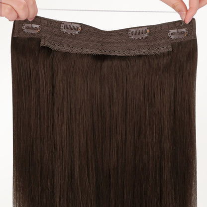 100% Human Hair Halo Extensions - Dark Brown
