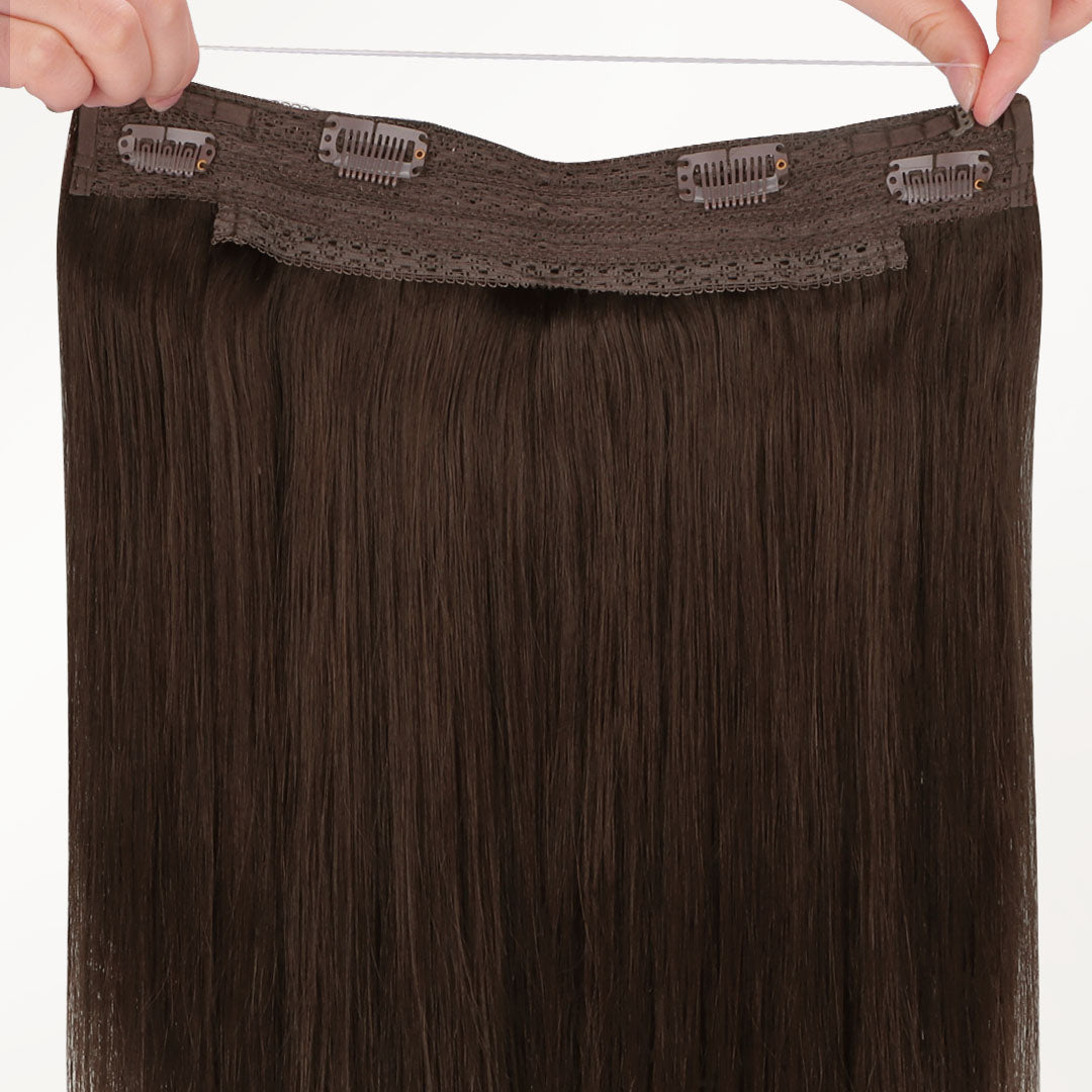 100% Human Hair Halo Extensions - Ash Brown Balayage