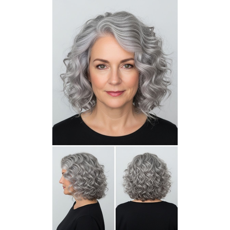 2025 New Curly Hair Toppers for Women with Thinning Hair-Cover Grays, Boost Volume