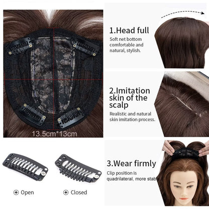 薄毛の方にも使える、贅沢で目立たないナチュラルウェーブヘアトッパー（前髪付き） 