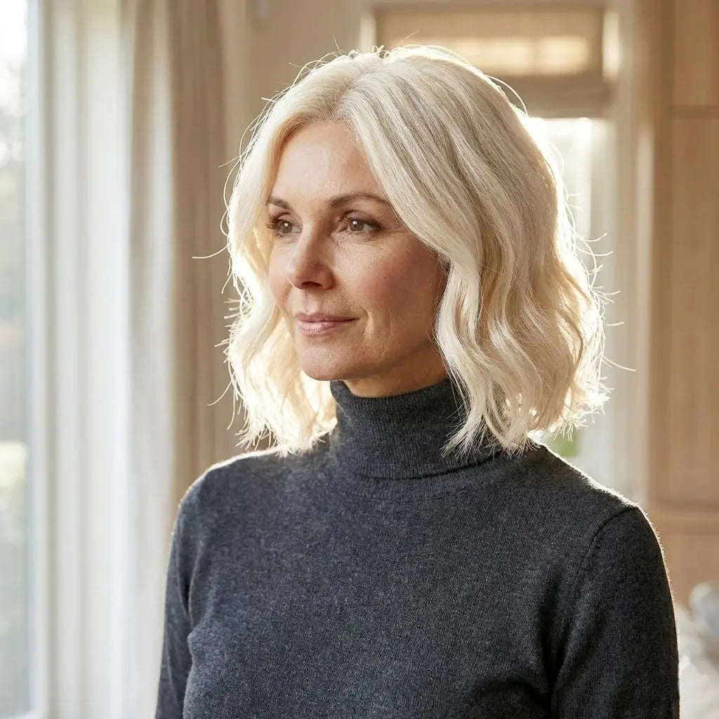 Silver Stone Wavy Human Hair Topper for Women - VIVACROWN