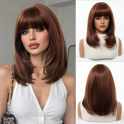 14 INCH Synthetic Wig with Bangs | Natural Look & Heat Resistant