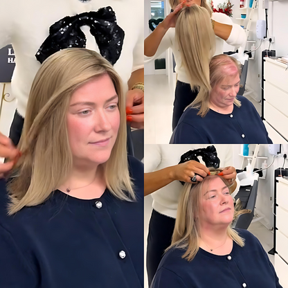 夏に使える通気性のあるナチュラルストレートヘア用トッパー（薄毛の女性向け） 