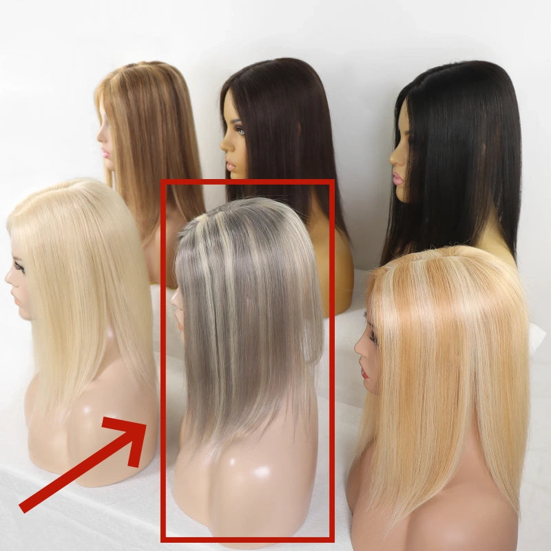 10×12CM Highlight Human Hair Topper – Invisible Mono Base, Clip-In for Women