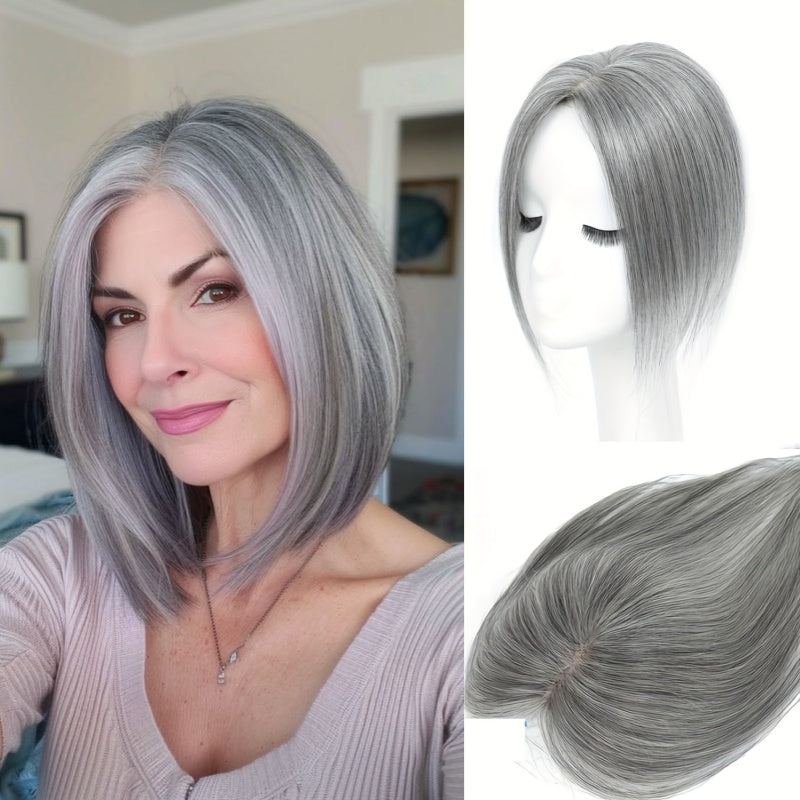薄毛の女性のためのプレミアムストレートヘアトッパー - 瞬時にボリュームとカバー力を追加