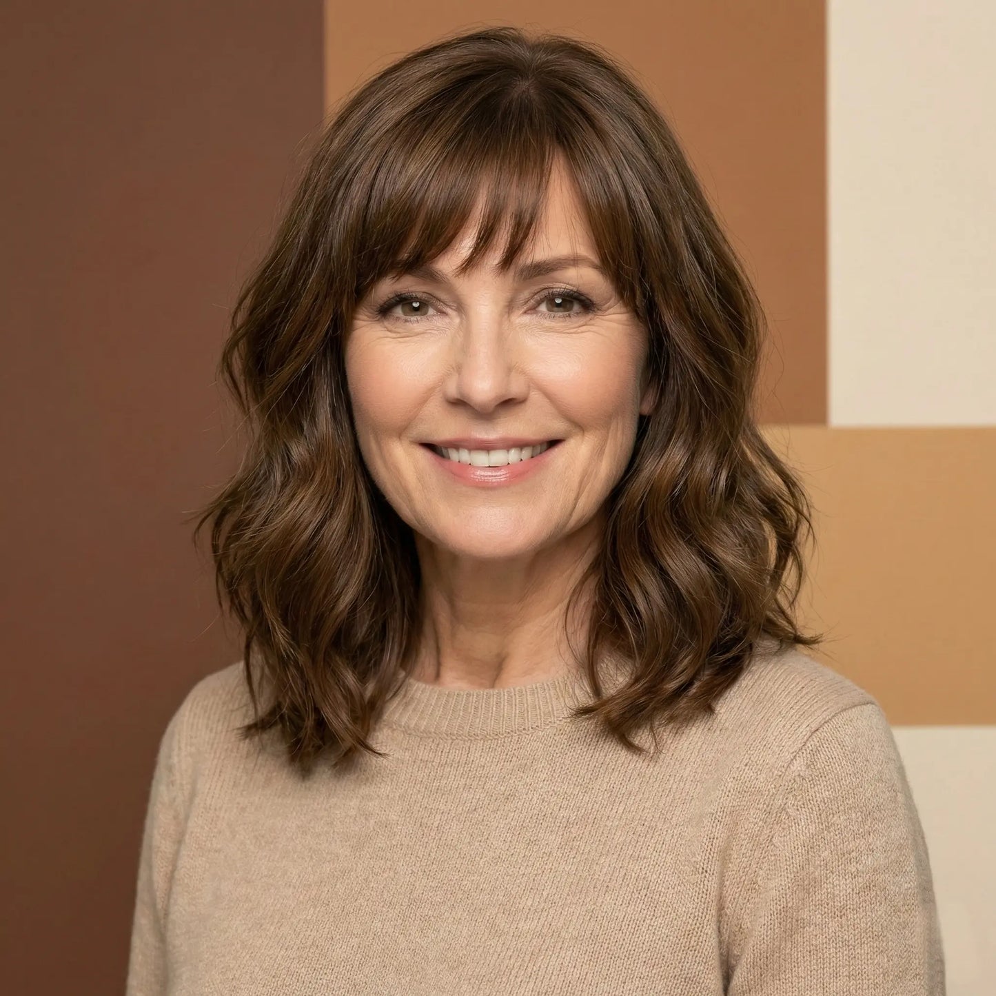 Luxury & Undetectable Natural Wavy Hair Topper With Bangs for Thinning Hair - VIVACROWN